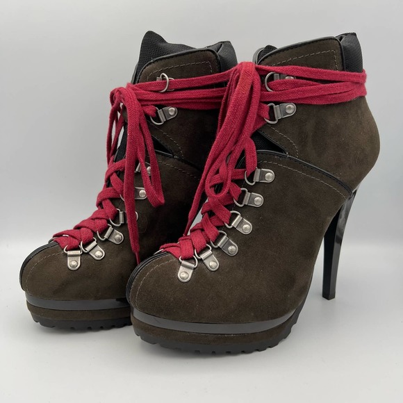 Target Xhilaration Stiletto Platform Boots size 9 Brown Red Utility Streetwear - Picture 4 of 12